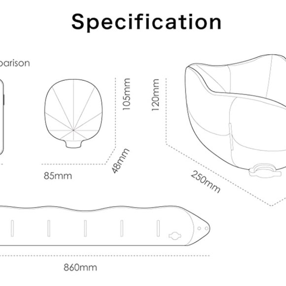 NEW Inflatable Travel Pillow in Pink - Picture 10 of 12